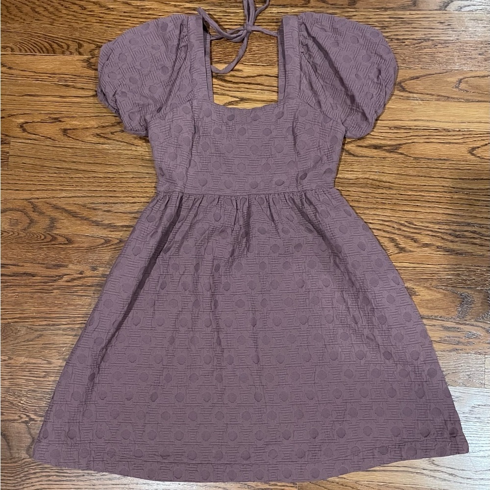 Madewell Floral Quilted Puff-Sleeve Mini Dress Fig/Purple XXS - Great Fall Color